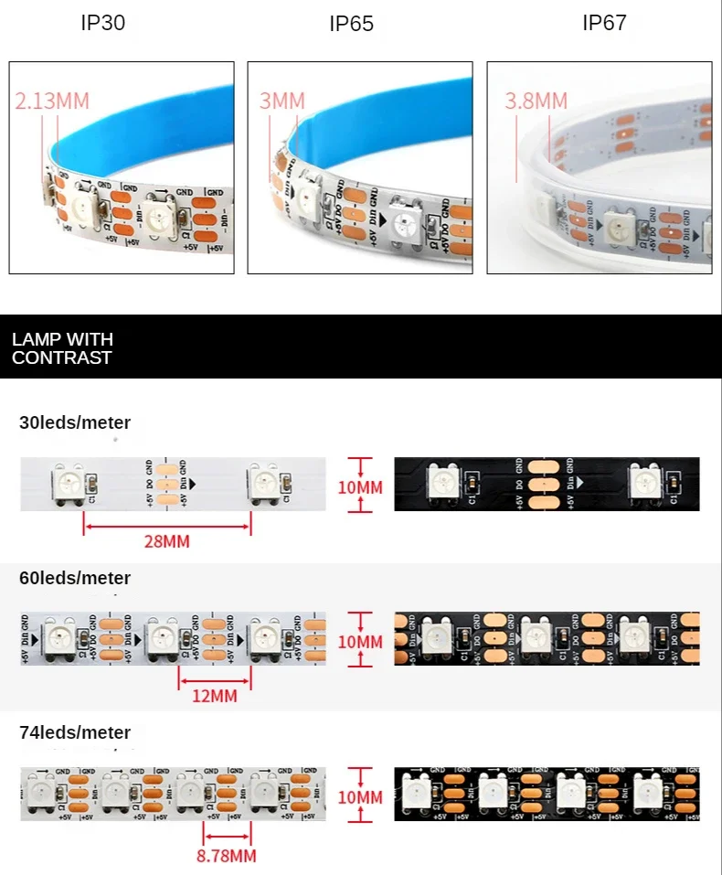 WS2812B Smart Led Strip Light  - Ws2812B Strip 5V ulasan dan harga